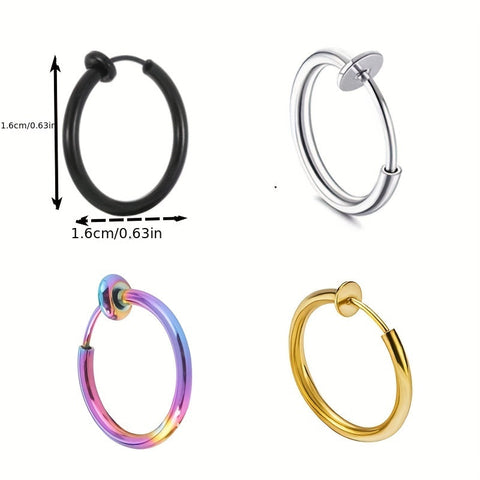 Pair Stainless Steel Spring Men's Earrings