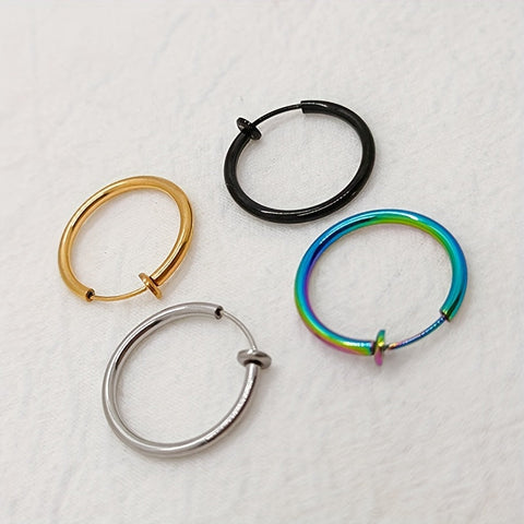 Pair Stainless Steel Spring Men's Earrings