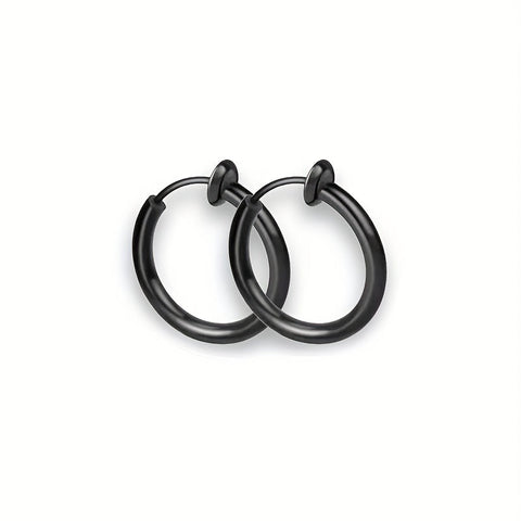 Pair Stainless Steel Spring Men's Earrings