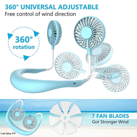 Portable Mist Neck Fan – Rechargeable Bladeless Cooling Fan with Water Spray & Strong Airflow