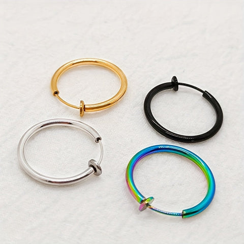 Pair Stainless Steel Spring Men's Earrings