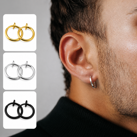 Pair Stainless Steel Spring Men's Earrings