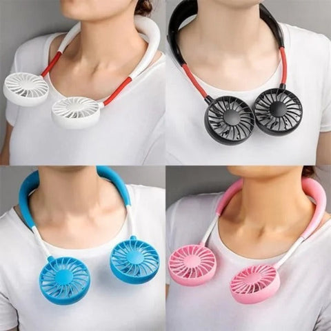 Portable Mist Neck Fan – Rechargeable Bladeless Cooling Fan with Water Spray & Strong Airflow