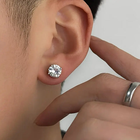 Magnet Silver Stud | Diamond Earring
