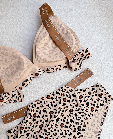 Wild Leopard Print Bra & Panty Set